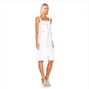 GRLFRND White Button Down Sleeveless Denim Overall Midi Petra Dress Size S NWT